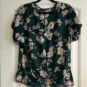 West Kei Floral Blouse in Green and Cream